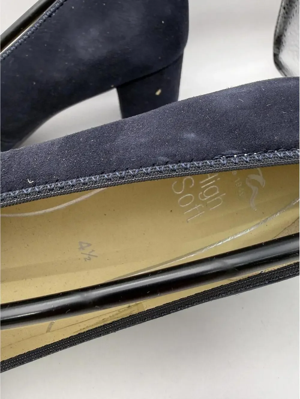 Ara Navy Suede Low Block Heel Pumps
